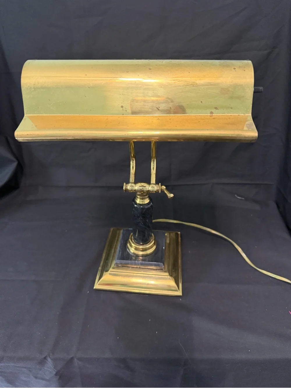 Vintage Brass Piano/Desk Lamp with Black marble